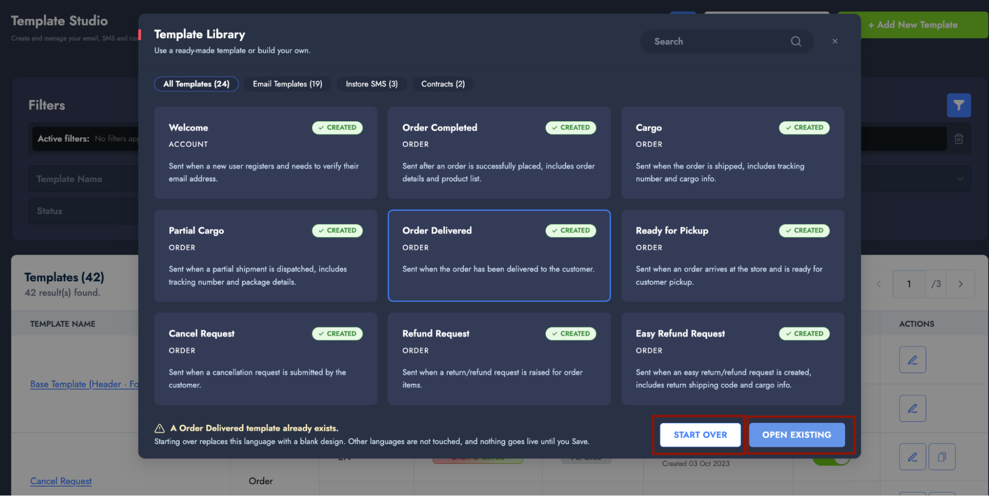 Choosing how to handle an existing template type